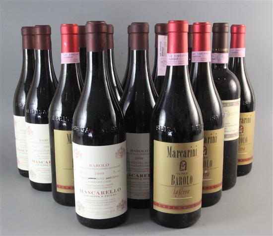 Nine bottles of Barolo Mascarello Santo Stefano Di Perno 1999, four bottles of Marcarini Barolo Laserra, 1996